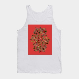 Seasonal branches and berries - green on red Tank Top